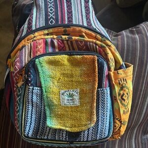 Multicolor Hemp Backpack with Front Pocket